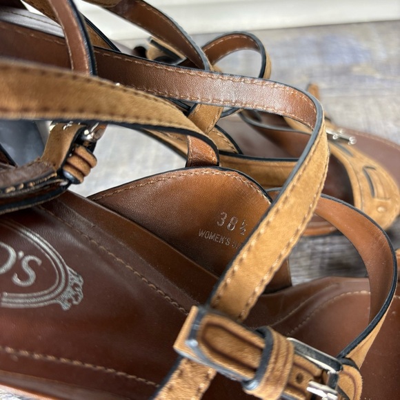 Tods Strappy Heels Leather Buckle Sandals Size 38.5 - Picture 3 of 10